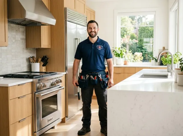 Appliance Repair Hero technician in a Alief, TX kitchen after an appliance repair